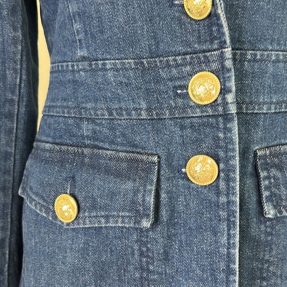 Derek Lam 10 Crosby Keith Denim Utility Jacket Jean Blazer Gold Buttons Pockets - Picture 3 of 12